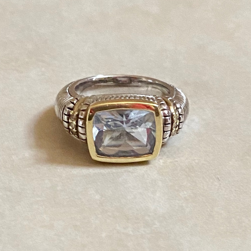 Judith Ripka 18K Gold Blue Diamond Ring